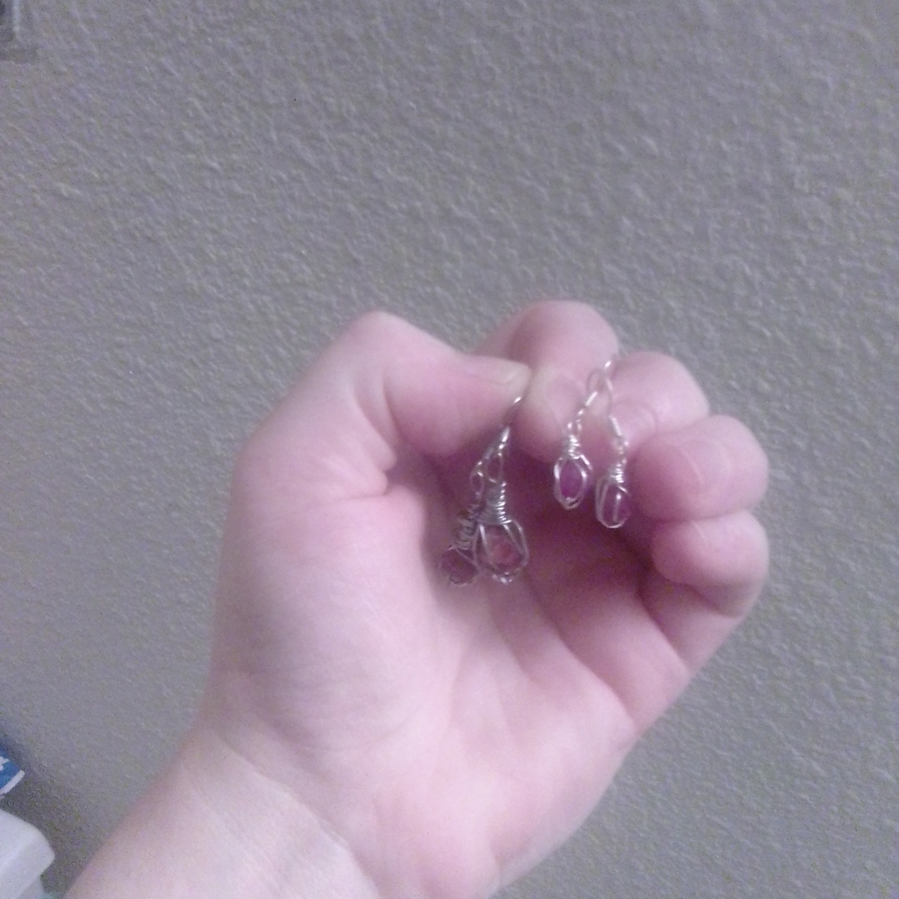 Silver and Ruby Dangle Earrings